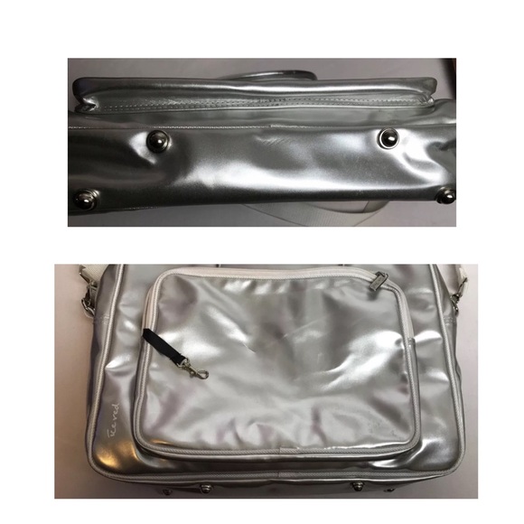Ice Red Laptop Messenger Bag Metallic Silver 17” - Picture 2 of 7